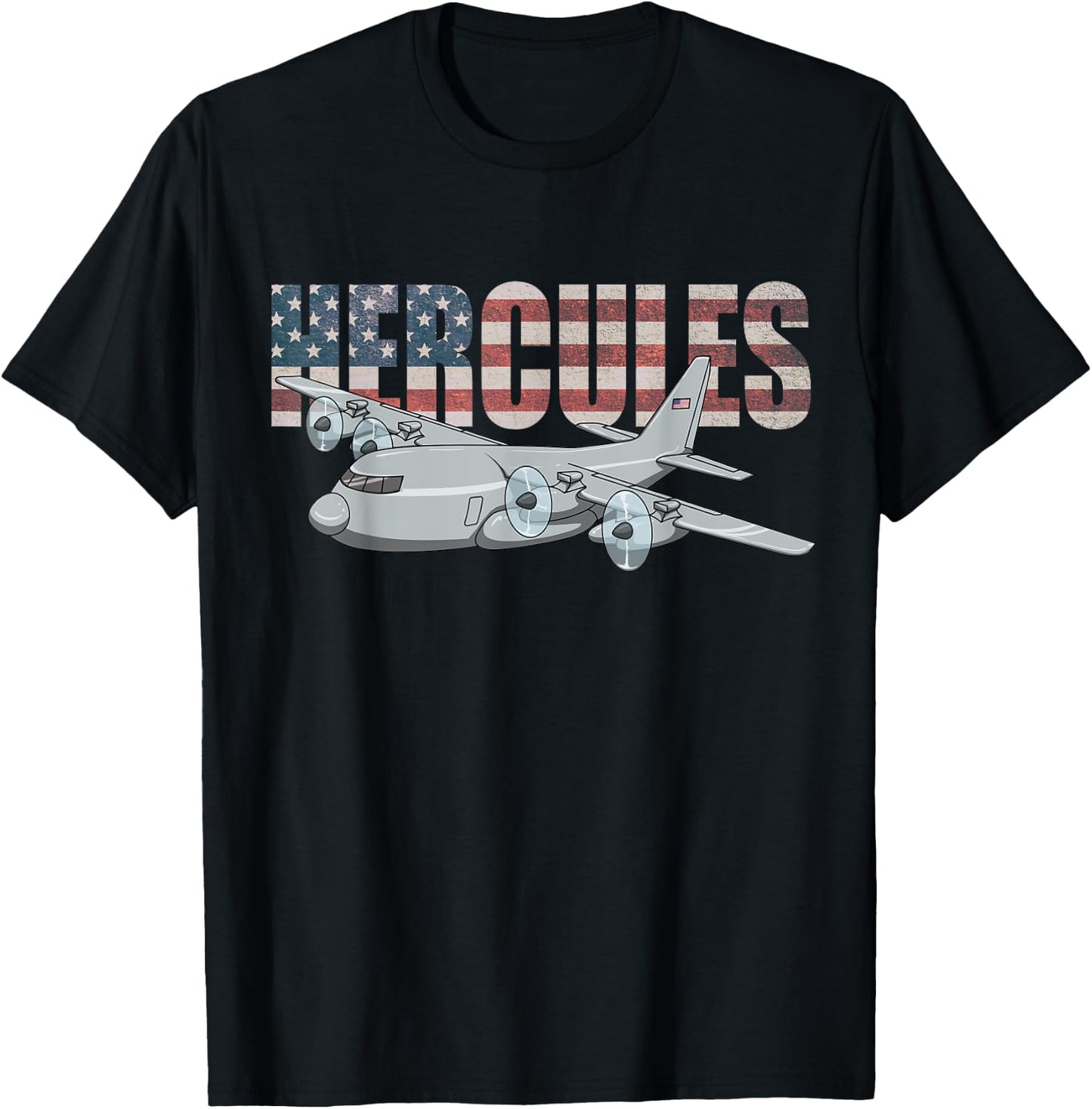 C-130 Hercules American Flag Military Airplane C130 T-Shirt - T-Shirt | Black