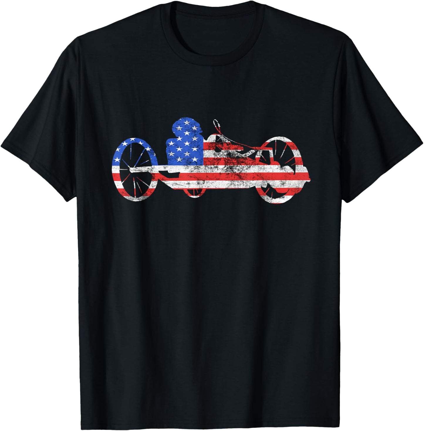 American Recumbent Trike USA Cycling Recumbent Bike Triker T-Shirt - T-Shirt | Black