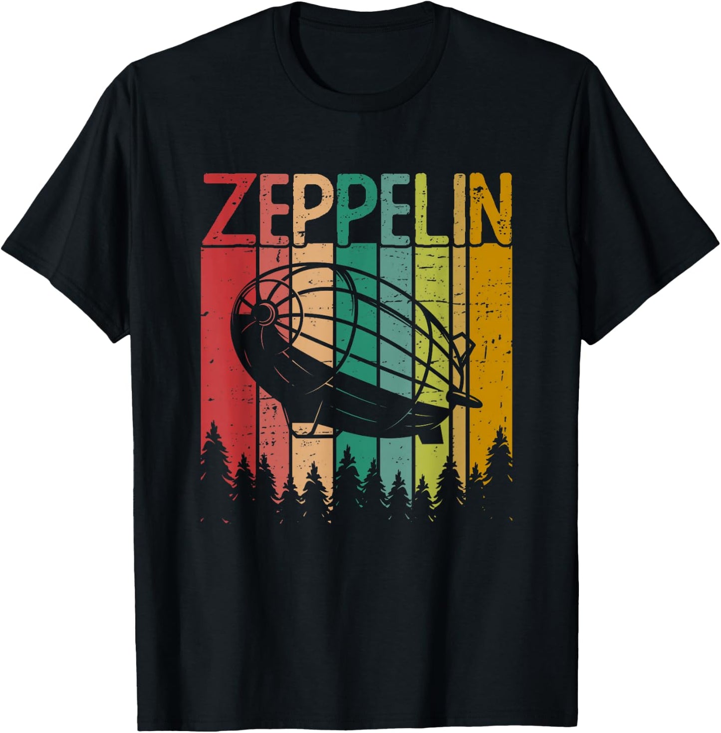 Retro Vintage Zeppelin 70s 80s Dirigible Airship T-Shirt - T-Shirt | Black