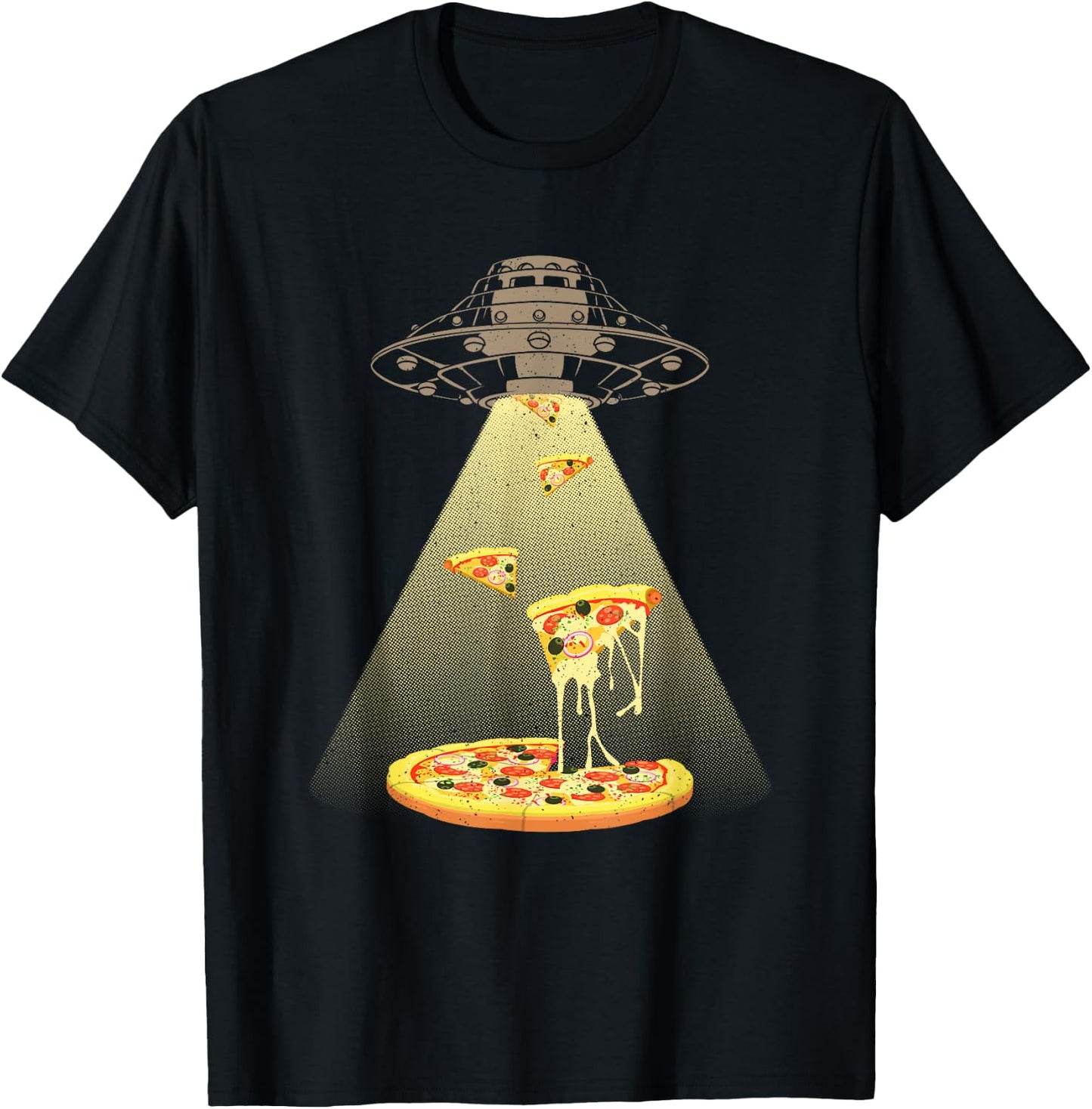 Cool Pizza Women UFO Alien Eating Pizza Abduction T-Shirt - T-Shirt | Black