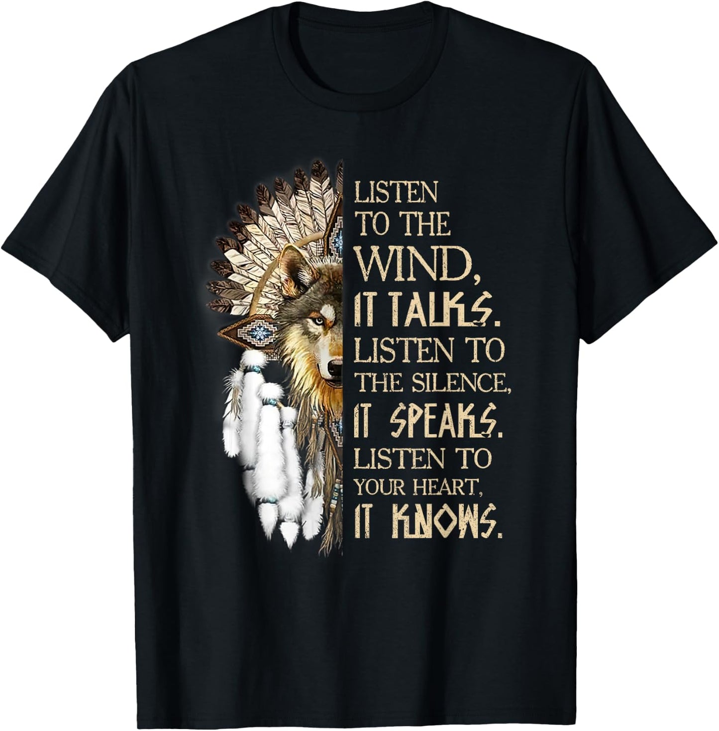 Listen to The Wind Eagle Native American T-Shirt - T-Shirt | Black