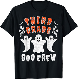 Third Grade Teacher Student Gift | Halloween Ghost Boo Crew Men Women Kids T-Shirt - T-Shirt | Black