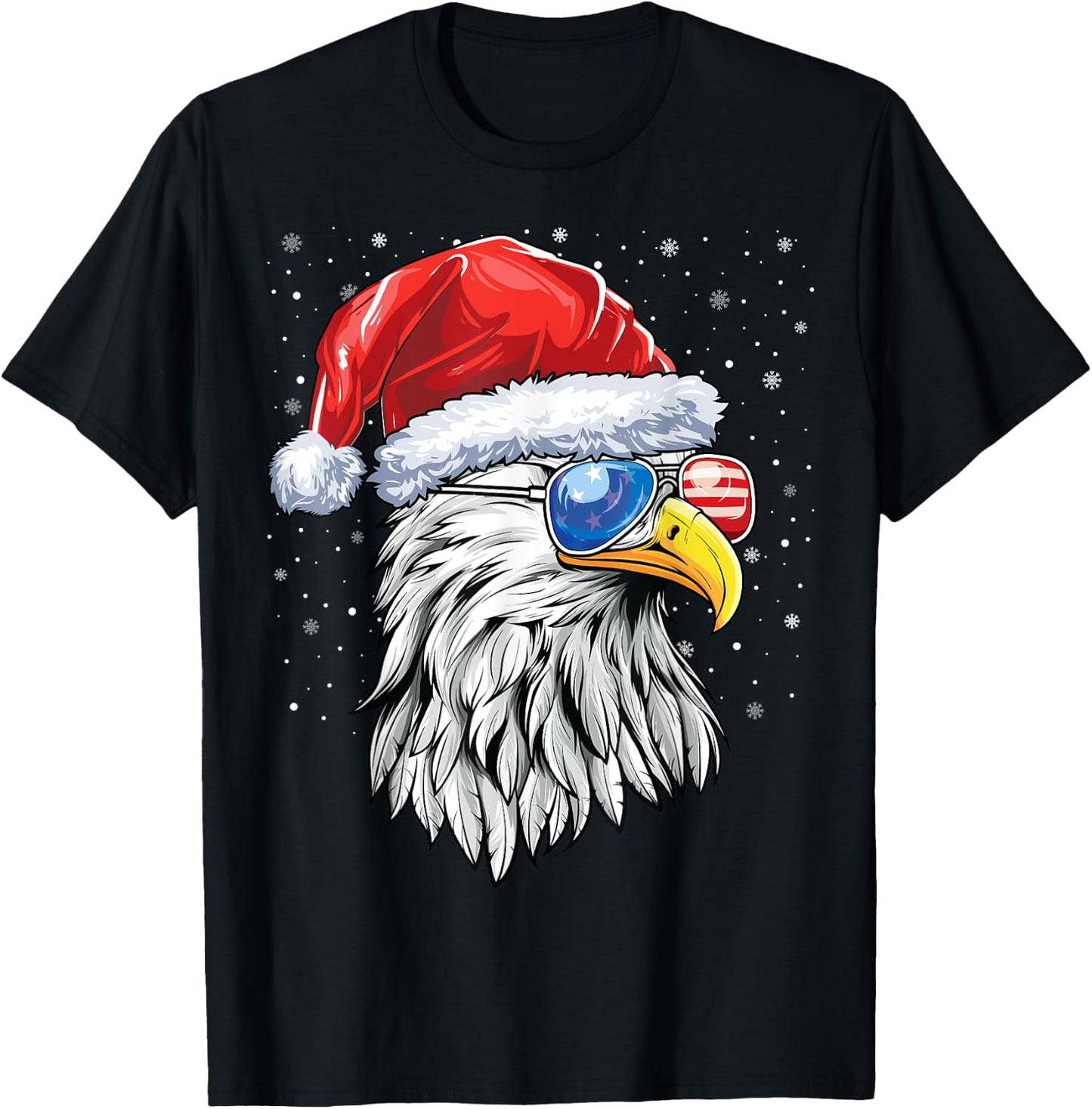 Santa Bald Eagle Shirt Men USA Flag Christmas Patriotic T-Shirt - T-Shirt | Black
