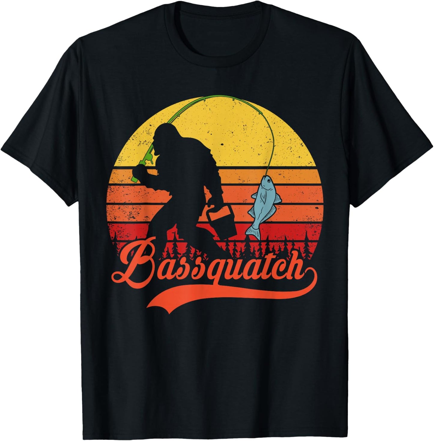 Bigfoot Fishing-Shirt Funny Bassquatch Bass Fish Boy Men T-Shirt - T-Shirt | Black