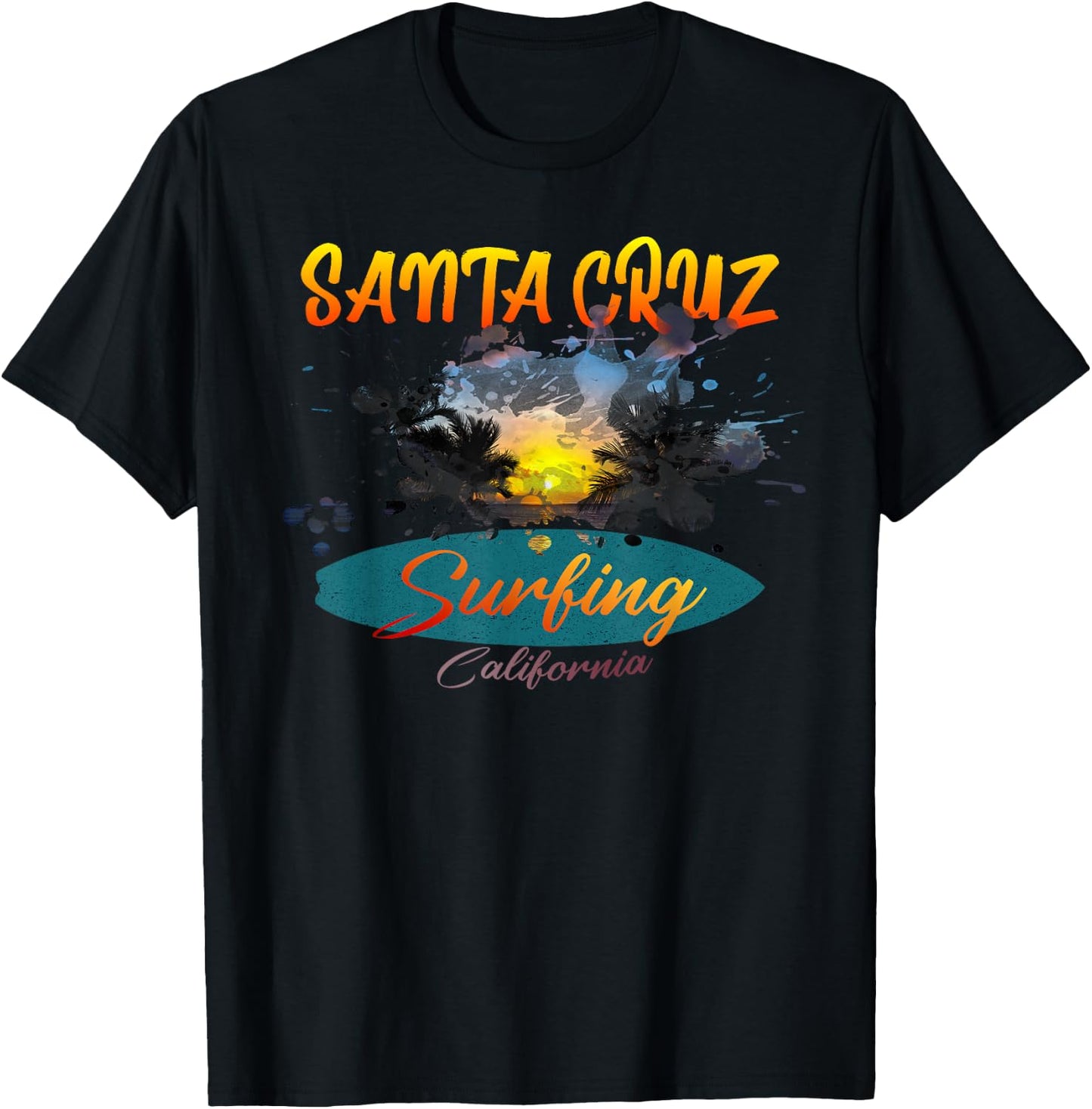California Santa Cruz Surfing T-Shirt - T-Shirt | Black