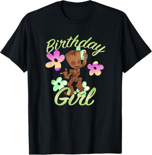 Marvel Groot Birthday Girl Floral Dance T-Shirt - T-Shirt | Black