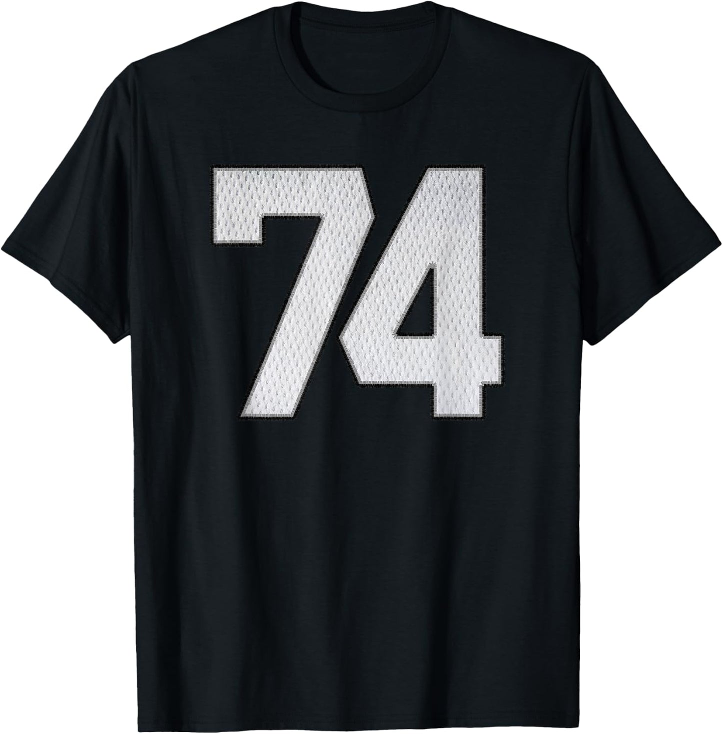 White Jersey Number 74 Athlete Sports Supporter Fanwear T-Shirt - T-Shirt | Black