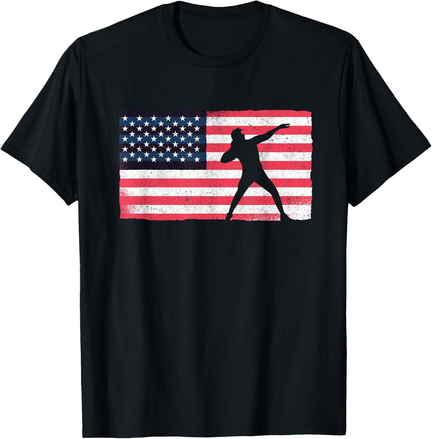Shot Putter American Flag USA Throw Track And Field Shot Put T-Shirt - T-Shirt | Black