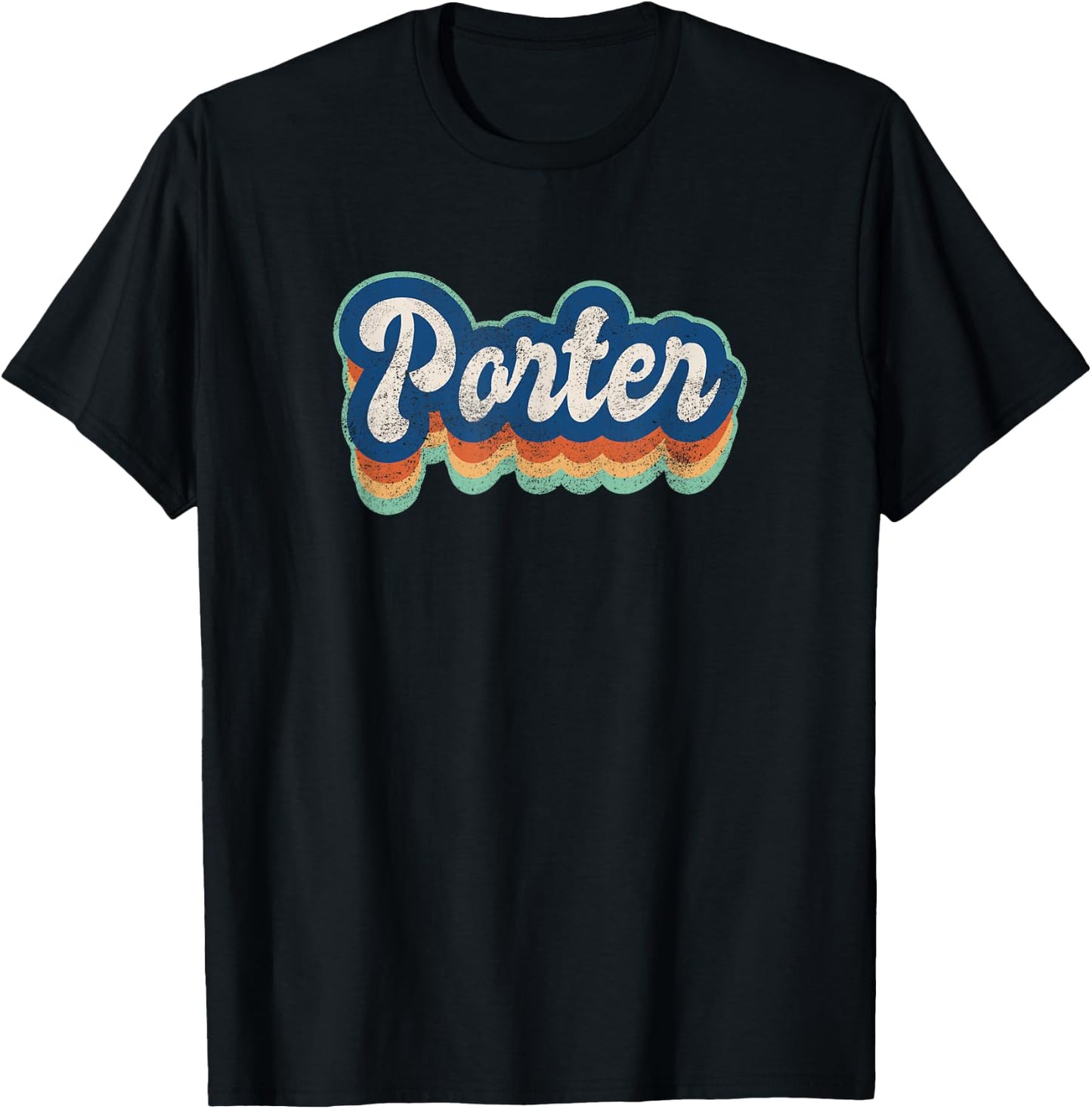Porter First Name Boy Vintage Style 70s 80s Personalized T-Shirt - T-Shirt | Black