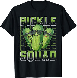 Pickle Squad Shirt Cucumber Cute Pickle Jar Funny Pickle T-Shirt - T-Shirt | Black