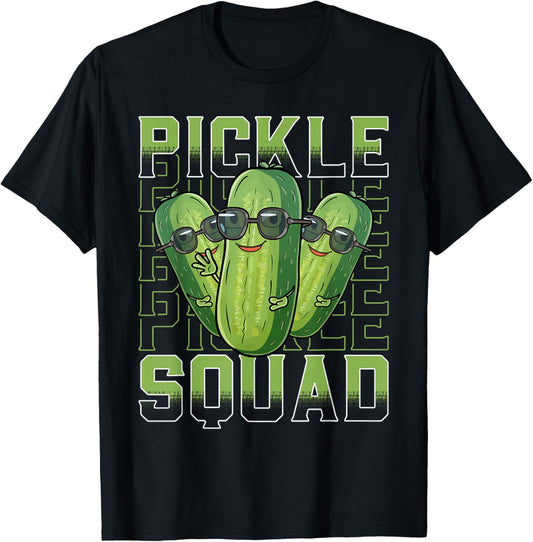 Pickle Squad Shirt Cucumber Cute Pickle Jar Funny Pickle T-Shirt - T-Shirt | Black