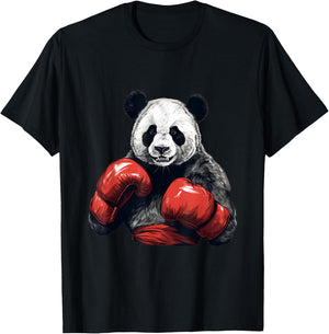 Panda Bear Wearing Boxing Gloves - Funny Boxing T-Shirt - T-Shirt | Black
