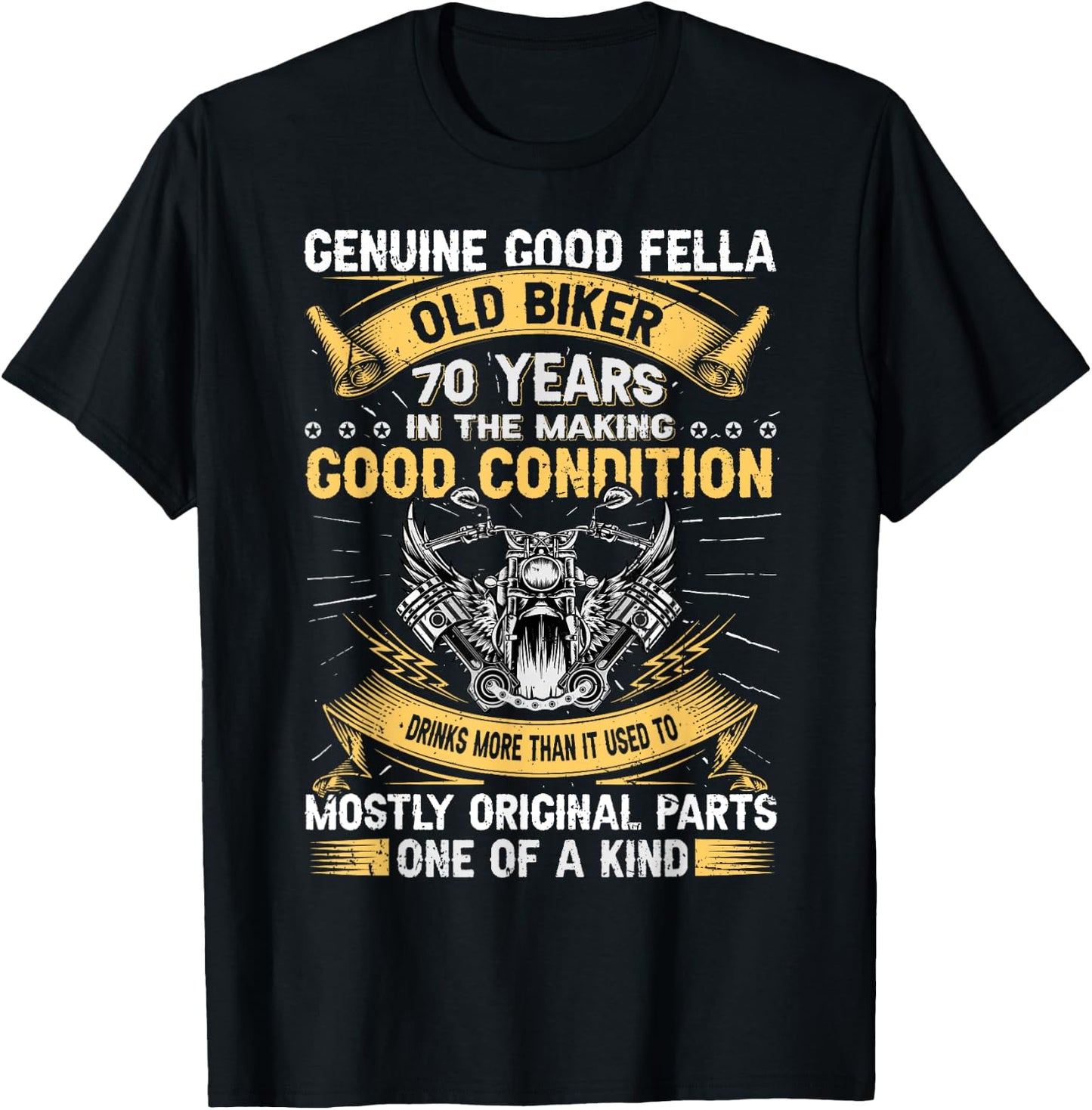 Old Biker 70 Years In The Making 70th Birthday Biker T-Shirt - T-Shirt | Black