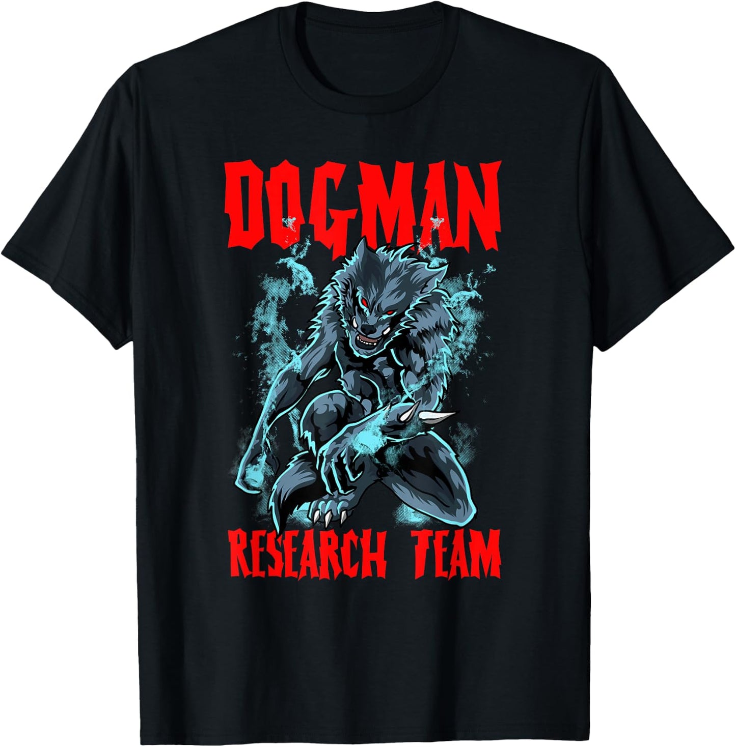Dogman Research Team Cryptid Humanoid Animal Dog Man Funny T-Shirt - T-Shirt | Black