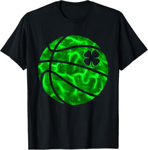 Basketball Shamrock Lucky Clover Irish St Patrick's Day Boys T-Shirt - T-Shirt | Black