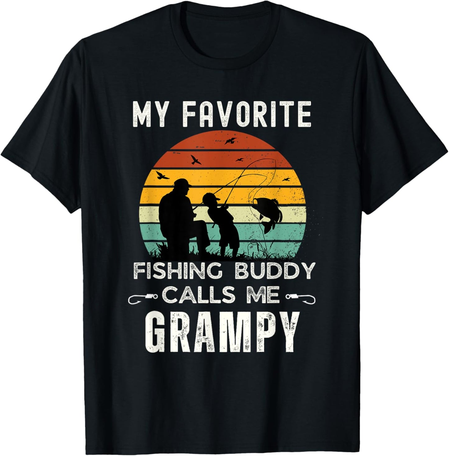 Awesome My Fishing Buddy Calls Me GRAMPY Grandpa T-Shirt - T-Shirt | Black