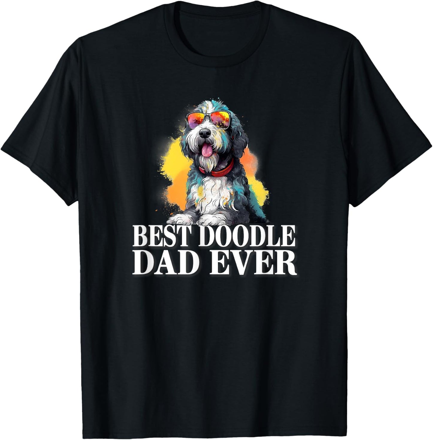 Cute Dog Lover Sunglasses Best Bernedoodle Dad Women Kids T-Shirt - T-Shirt | Black