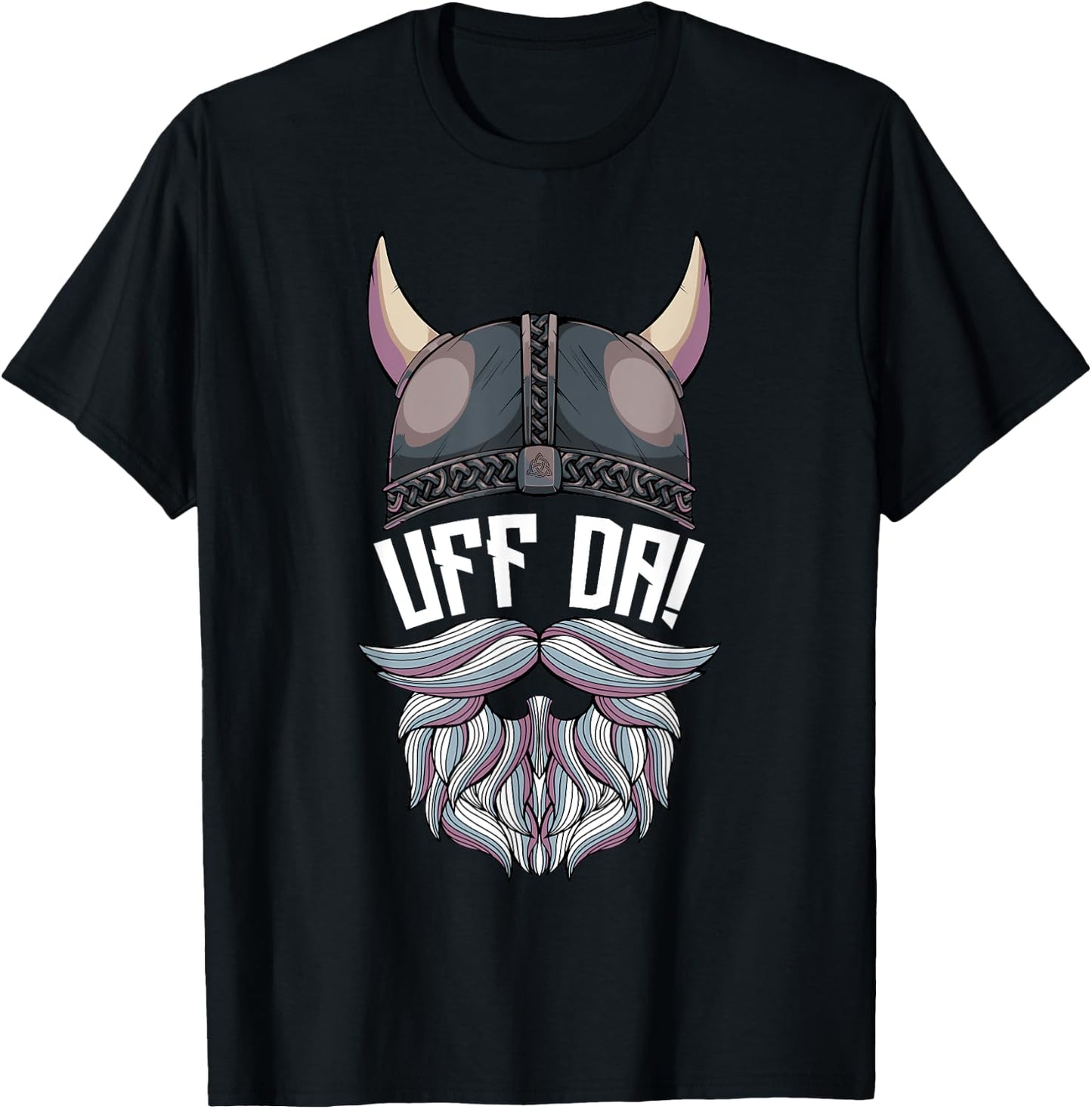 Uff Da Norwegian Quote Scandinavian Viking Helmet Beard Man T-Shirt - T-Shirt | Black