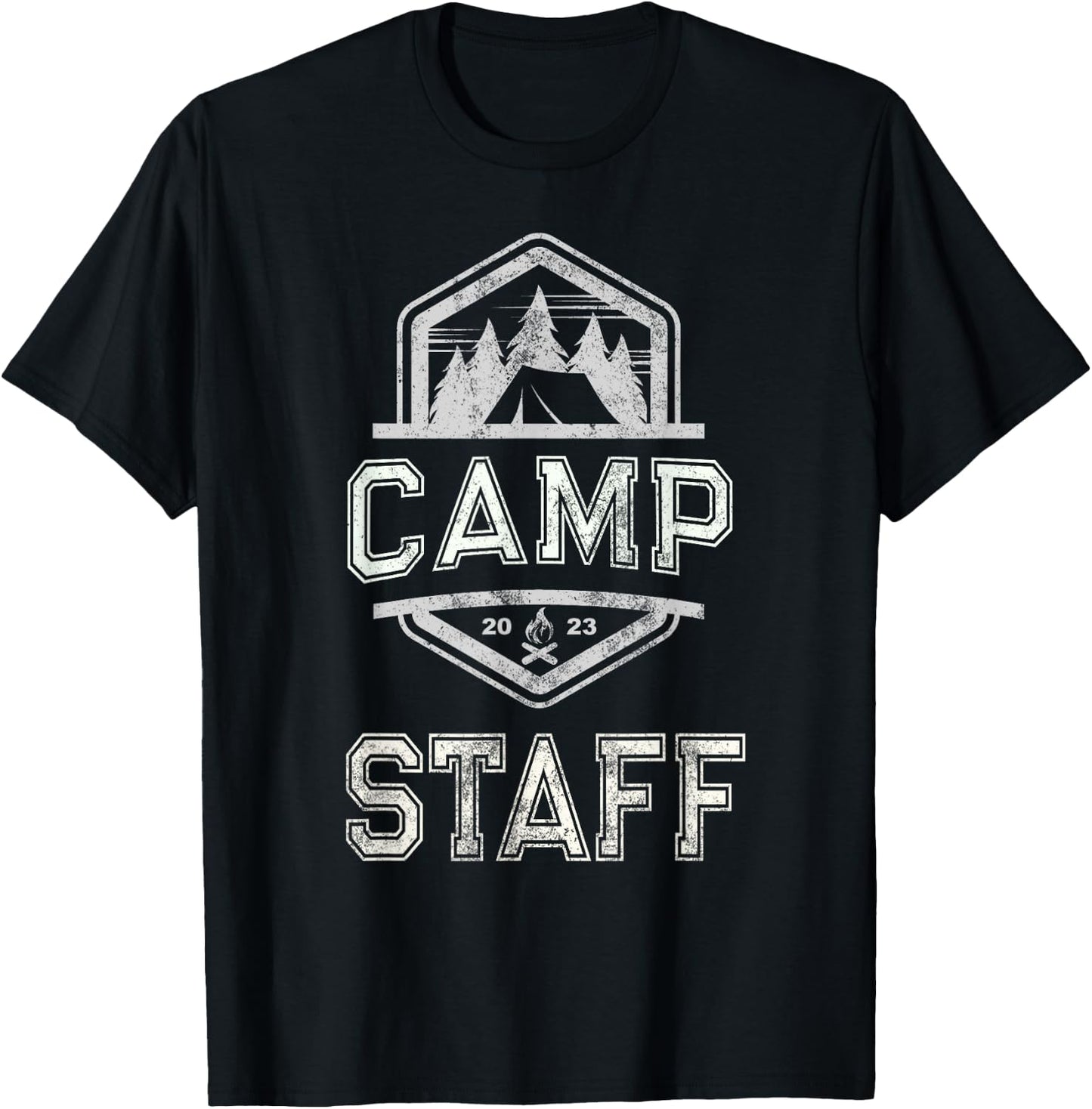Vintage CAMP STAFF Summer Campground Host Crew Counselor T-Shirt - T-Shirt | Black