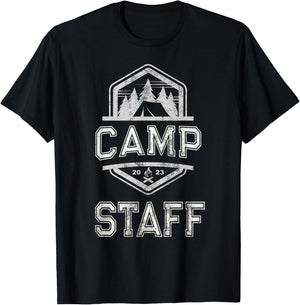 Vintage CAMP STAFF Summer Campground Host Crew Counselor T-Shirt - T-Shirt | Black