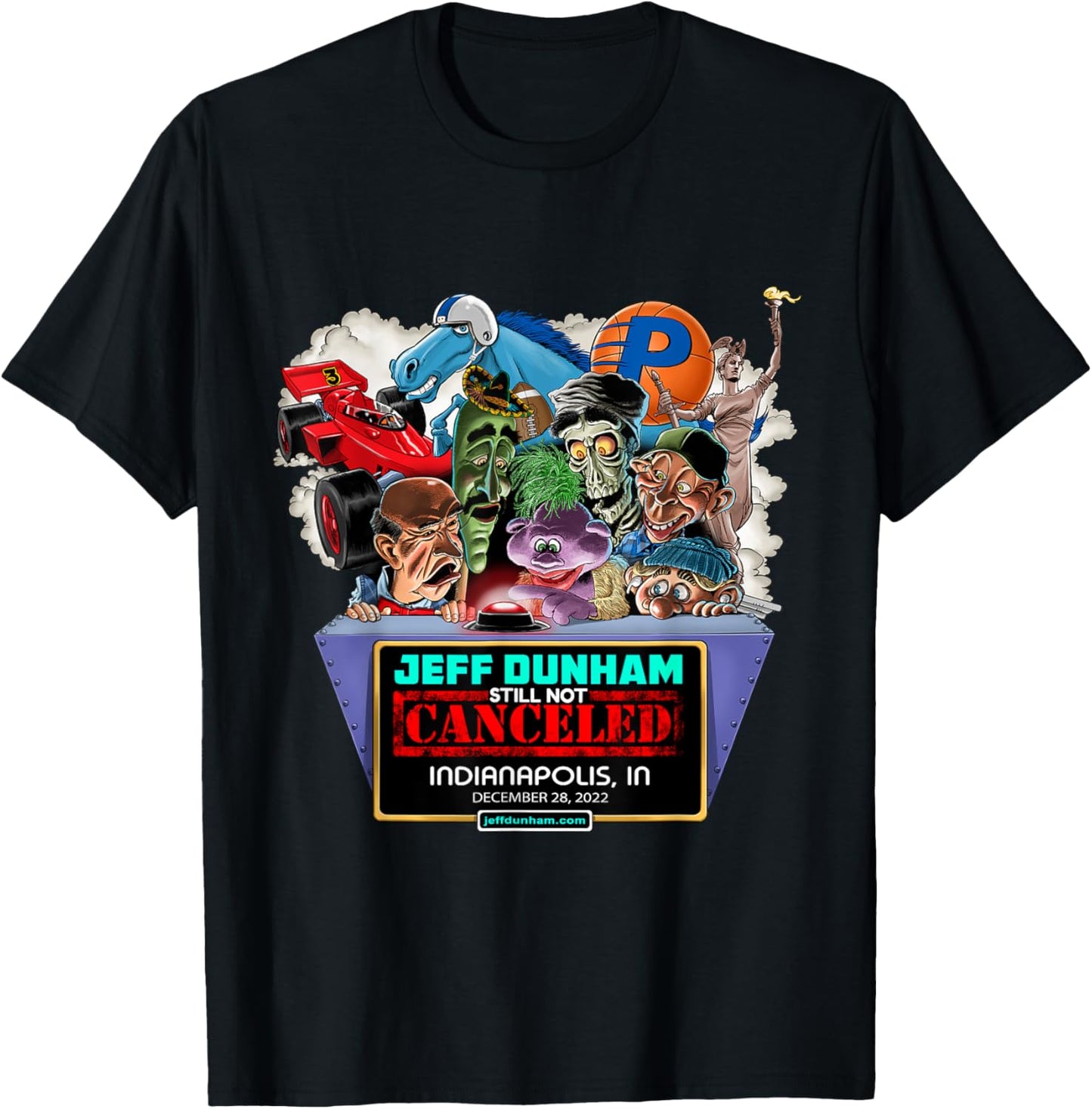 Jeff Dunham Indianapolis, IN (2022) T-Shirt - T-Shirt | Black