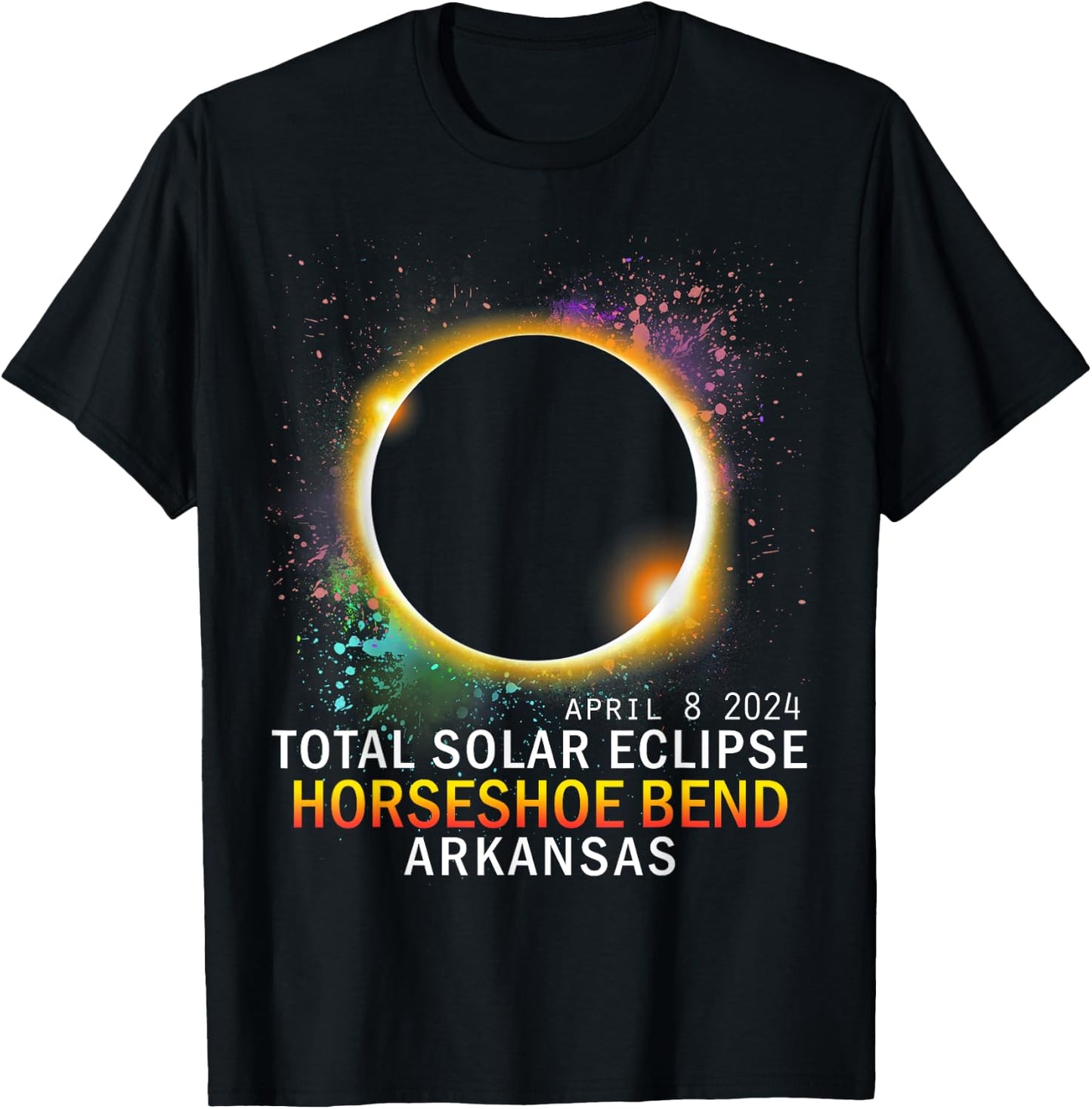 Horseshoe Bend Arkansas Total Solar Eclipse April 8 2024 T-Shirt - T-Shirt | Black