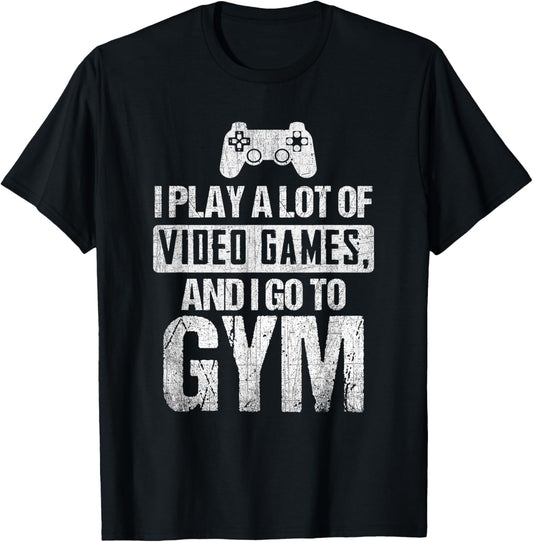 Video Games And Gym Gaming Gamer Bodybuilding Workout T-Shirt - T-Shirt | Black