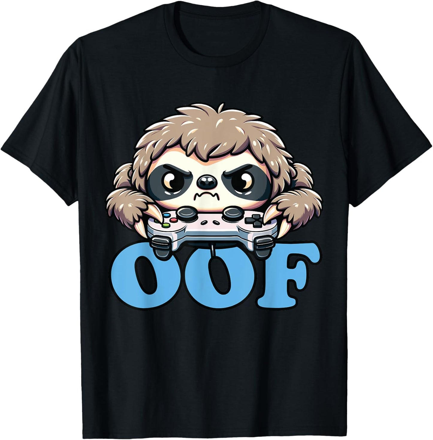 Oof Gamer Meme, Anime Gamer Sloth Oof T-Shirt - T-Shirt | Black