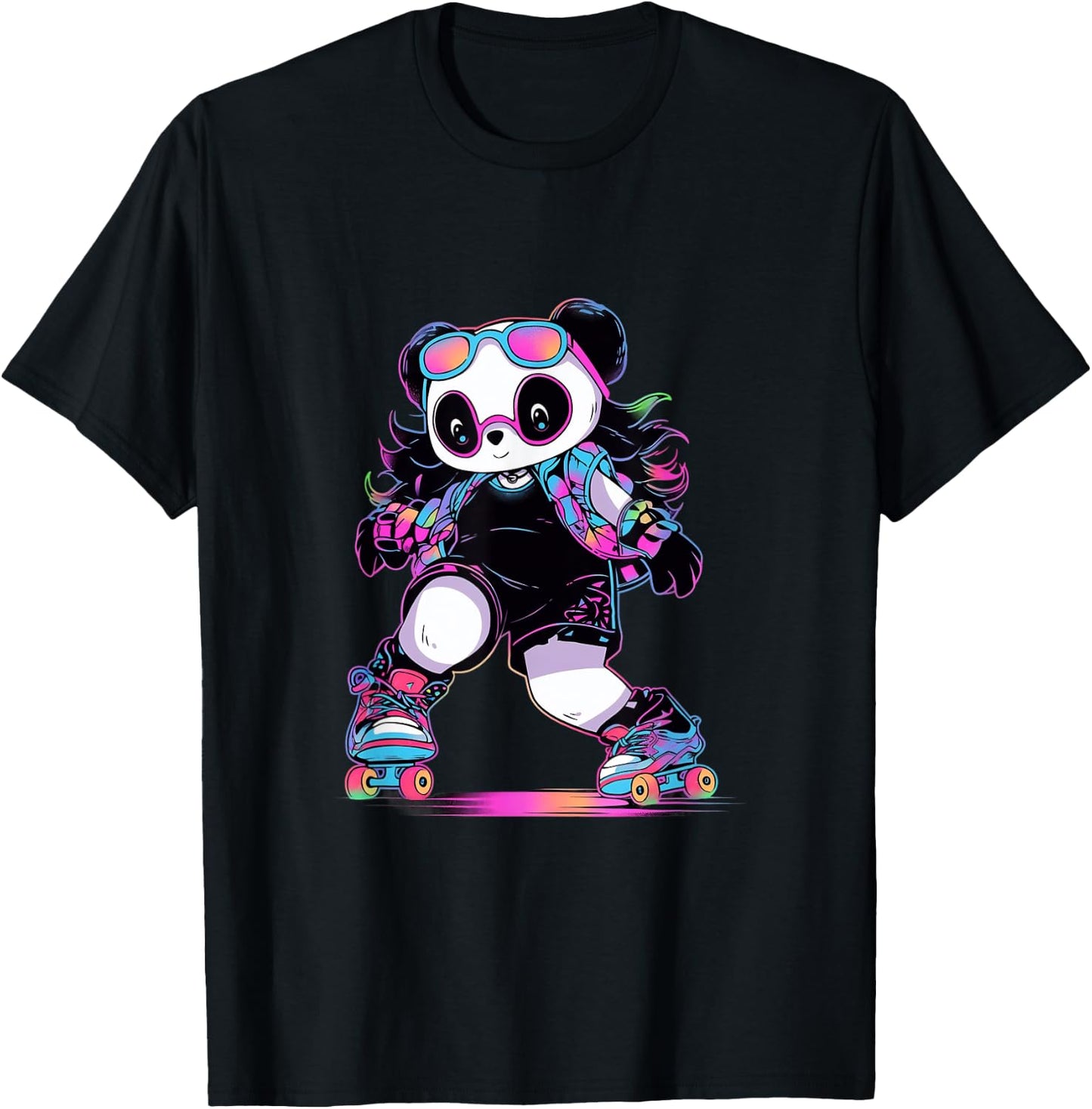 Roller Skates Funny Panda Skate Roller Skates T-Shirt - T-Shirt | Black