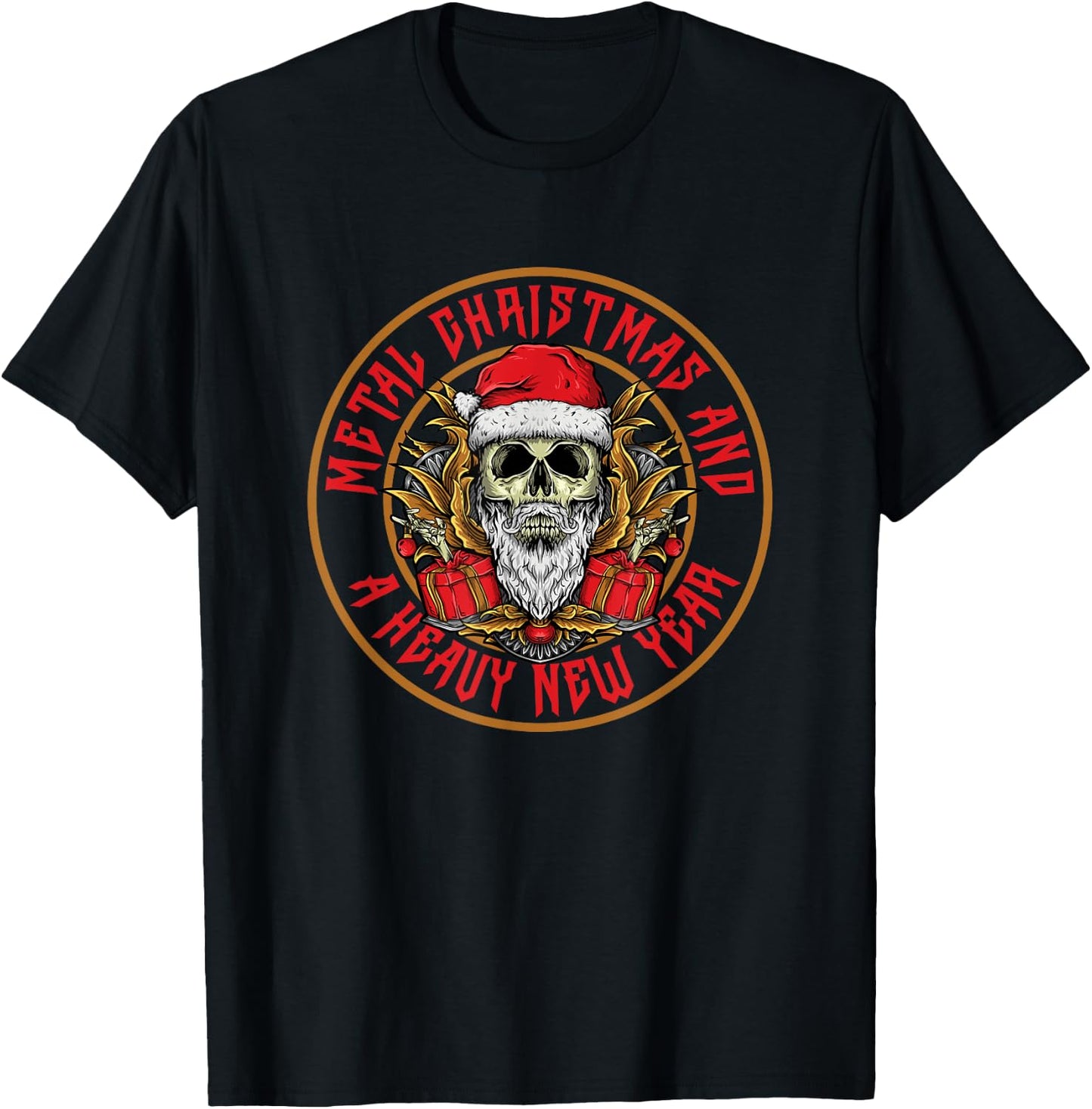 Metal Christmas Heavy New Year Metalhead Rock Death Band T-Shirt - T-Shirt | Black