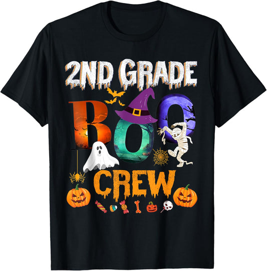 2nd Grade Boo Crew Teacher Student Funny Halloween Costume T-Shirt - T-Shirt | Black