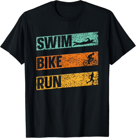 Swim Bike Run Triathlete Sports Triathlon Triathlons T-Shirt - T-Shirt | Black
