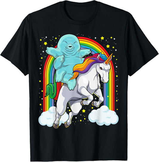 Tardigrade Riding Unicorn Funny Magical Tardigrade Unicorn T-Shirt - T-Shirt | Black
