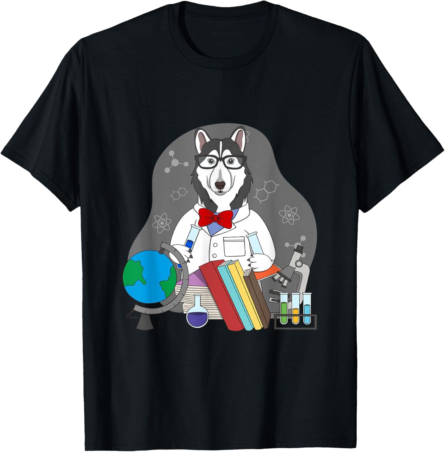 Husky Lover and Scientist Teacher Design T-Shirt - T-Shirt | Black
