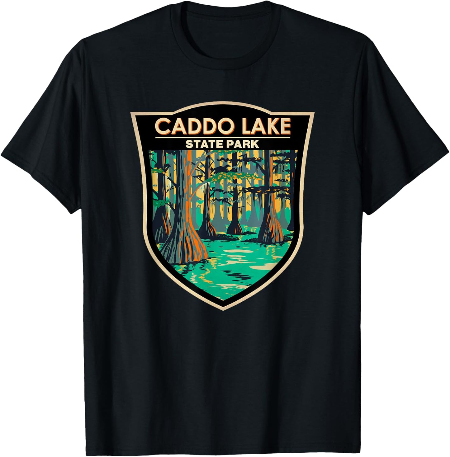 Caddo Lake State Park Texas Badge Vintage T-Shirt - T-Shirt | Black
