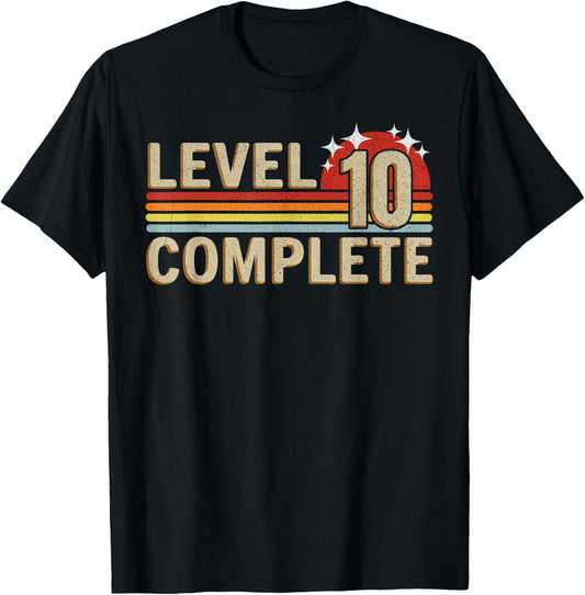 Level 10 Complete Gaming Vintage 10 Years Wedding T-Shirt - T-Shirt | Black