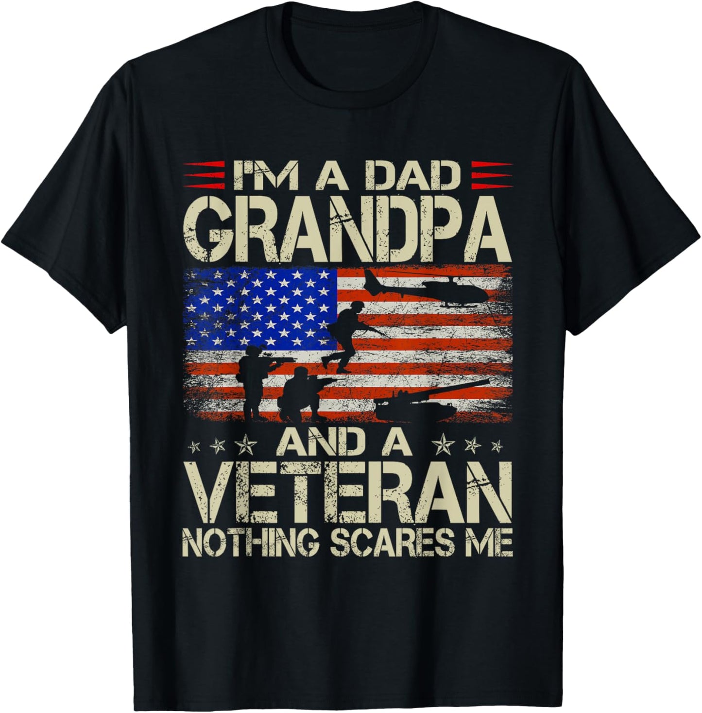 I'm A Dad Grandpa And Veteran Funny Retro Papa Grandpa Gifts T-Shirt - T-Shirt | Black