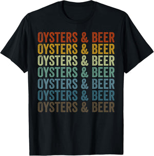 Oysters & Beer Oyster Oyster Shucking Seafood Lover Beer T-Shirt - T-Shirt | Black