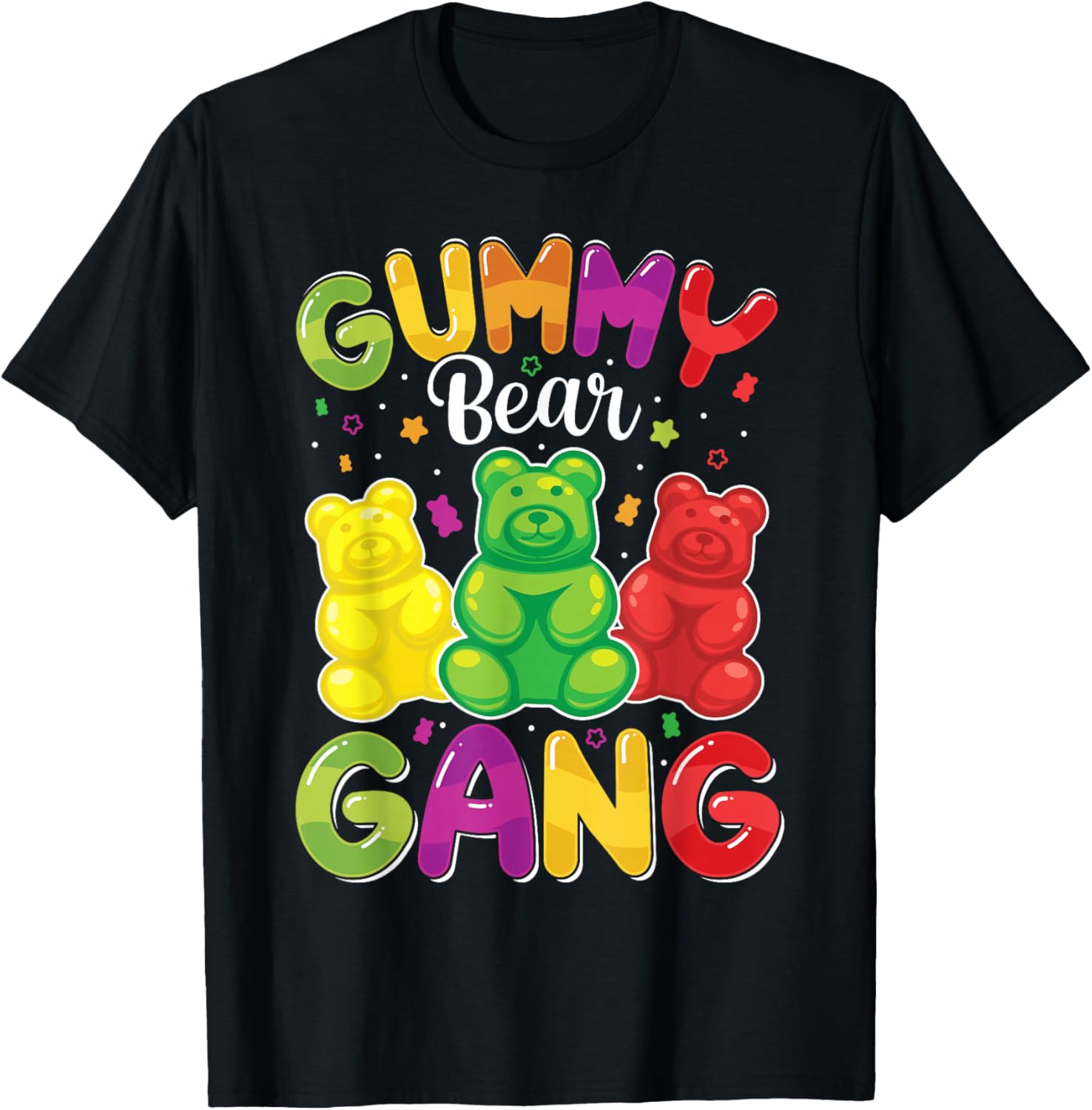 Gummy Bear Gang Funny Candy Lovers Girls Kid Squad Team T-Shirt - T-Shirt | Black
