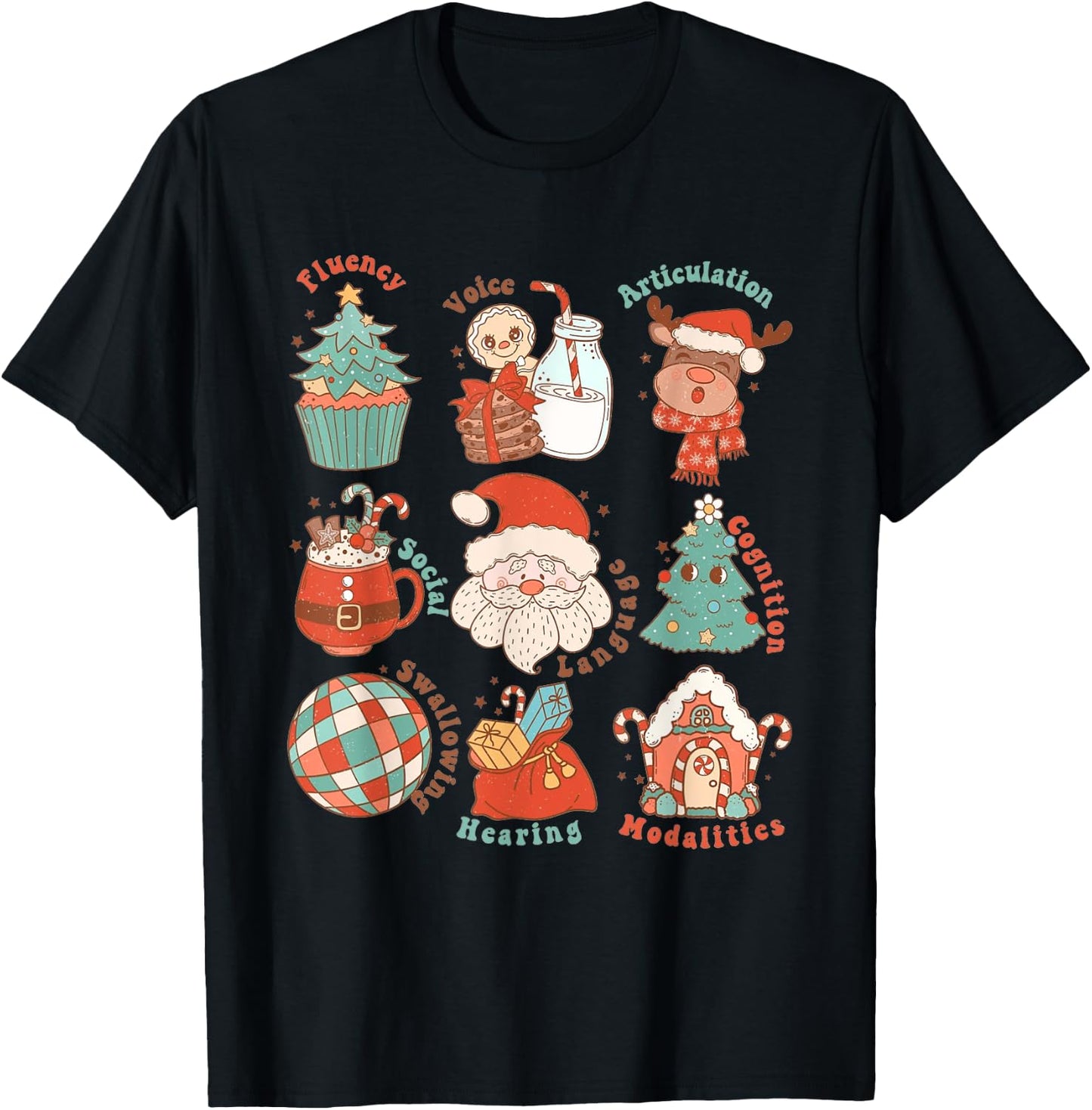 Speech Language Pathologist SLP Merry Christmas Cute T-Shirt - T-Shirt | Black