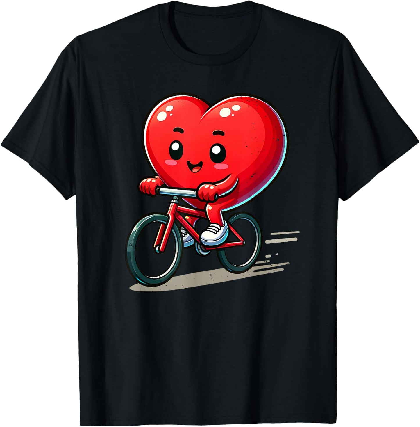 Biking Valentines Day Boy Funny Heart Bike Bicycle Lover Kid T-Shirt - T-Shirt | Black