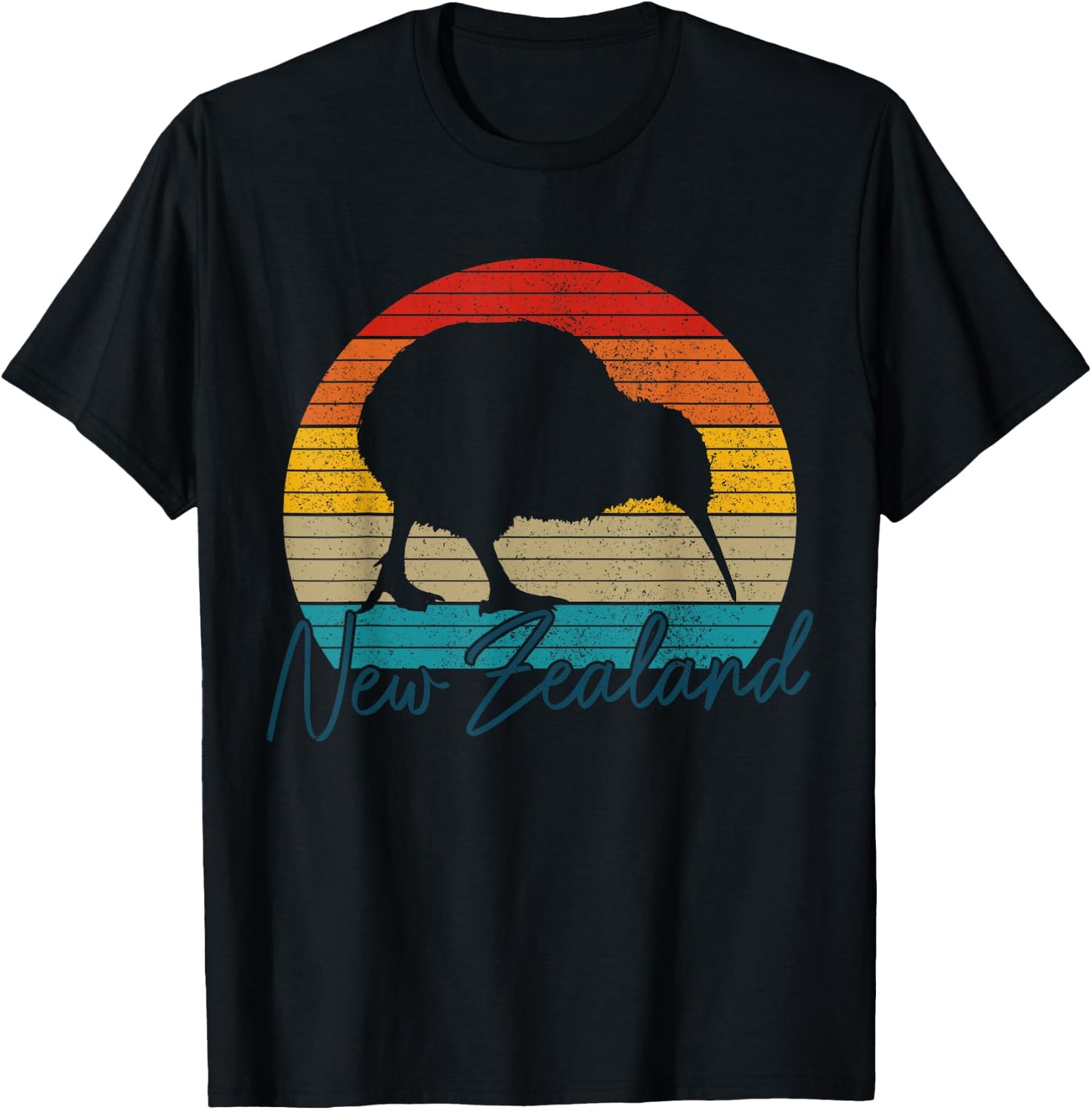 New Zealand Vintage Retro Kiwi Bird T-Shirt - T-Shirt | Black