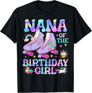 Nana of The Birthday Girl Rolling Skate Lover Matching T-Shirt - T-Shirt | Black