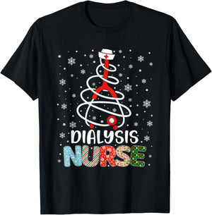 Cute Dialysis Nurse Xmas Tree Merry Christmas Nurse Nursing T-Shirt - T-Shirt | Black