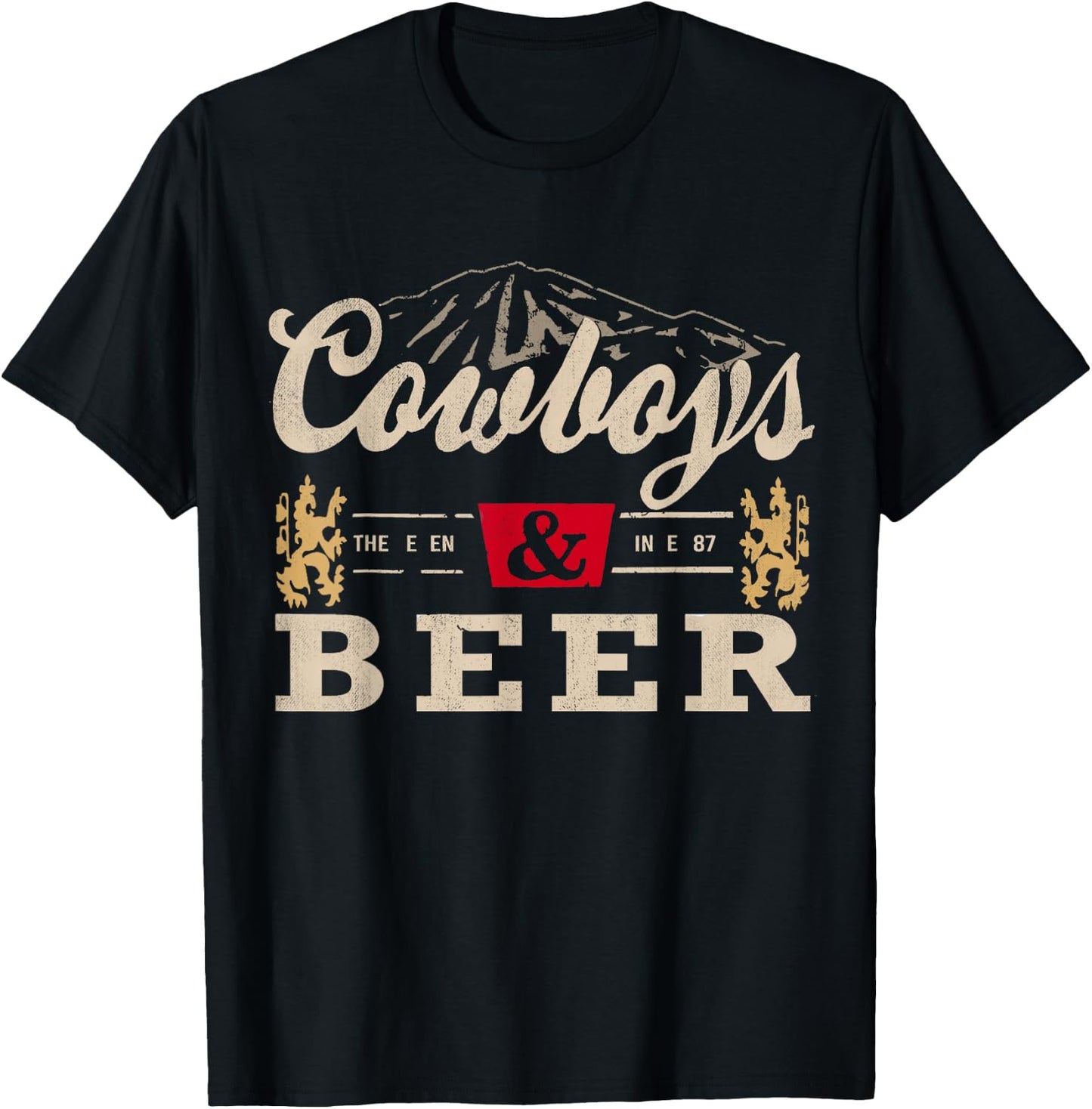 Vintage Cowboys Western and Beer, Cowboy Lovers Small T-Shirt - T-Shirt | Black