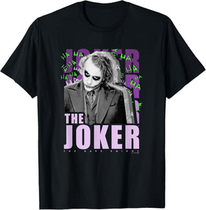 The Dark Knight The Joker Purple Ha Ha Distressed Poster T-Shirt - T-Shirt | Black