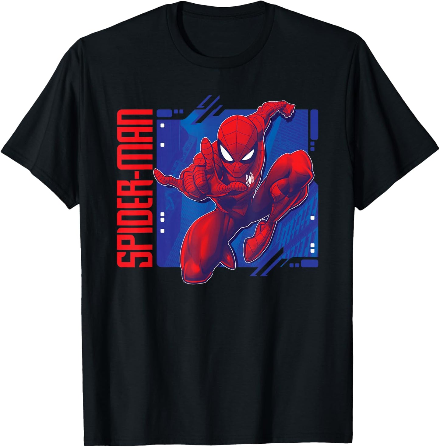 Marvel Spider-Man Leaping into Action All-Red T-Shirt - T-Shirt | Black