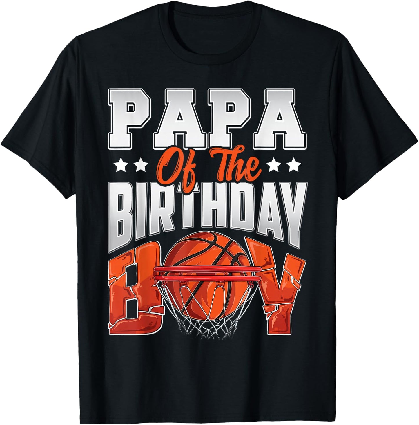 Papa basketball birthday Boy Family Baller b-day Party T-Shirt - T-Shirt | Black