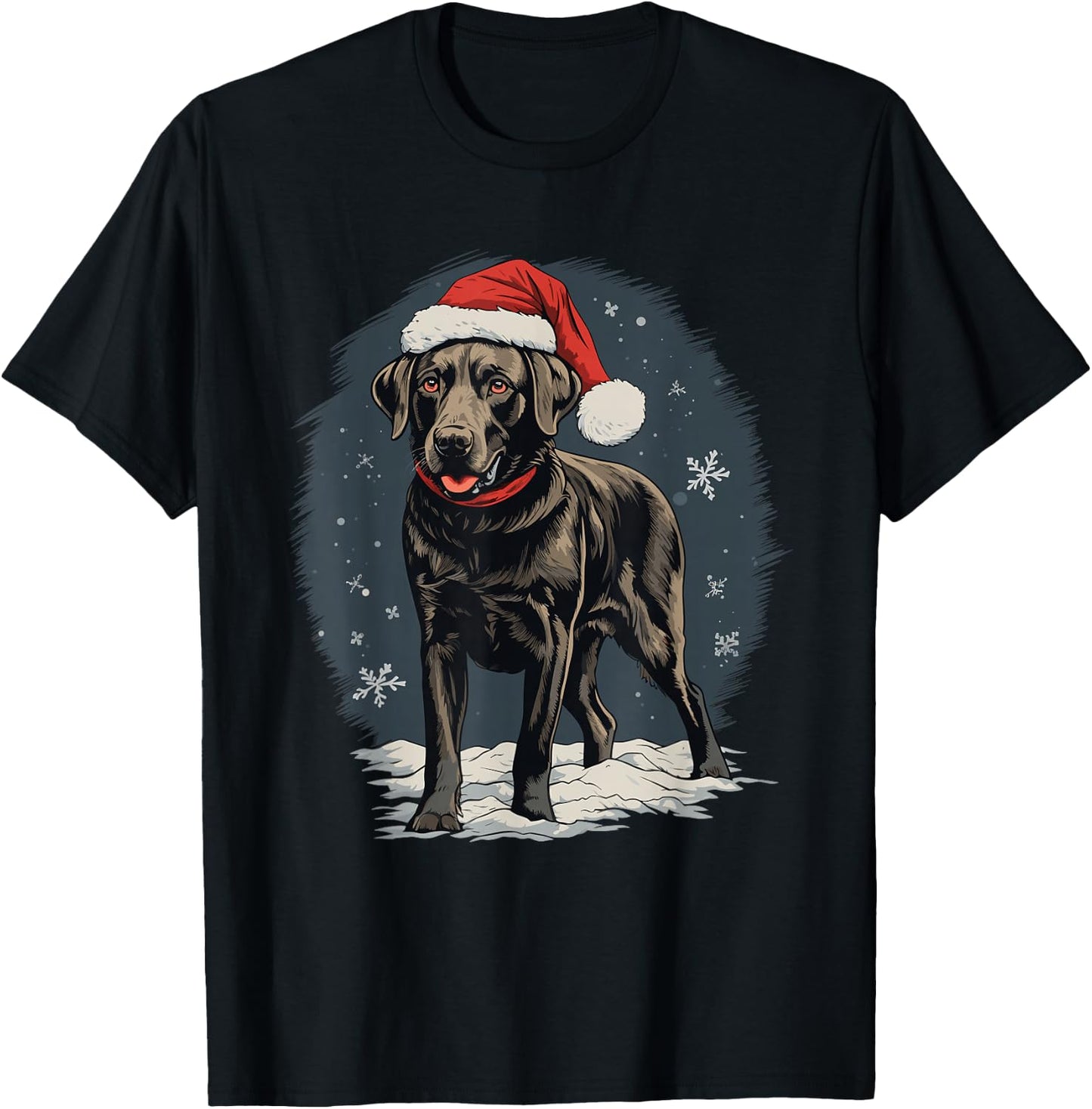 Black Labrador Christmas Santa Hat Xmas Pajama T-Shirt - T-Shirt | Black