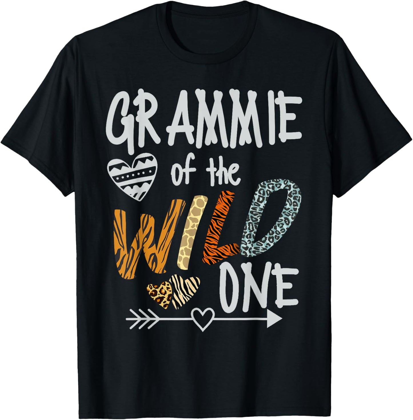 Grammie of The Wild One Animal Safari 1st Birthday Theme T-Shirt - T-Shirt | Black
